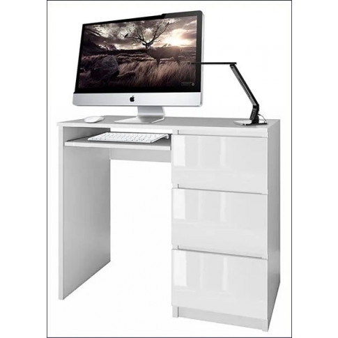 Zdjęcie nowoczesne biurko do biura Blanco 3X biały połysk - sklep Edinos.pl