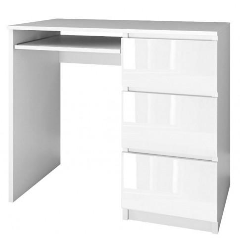 Zdjęcie produktu Nowoczesne biurko prawostronne Blanco 3X - biały połysk.