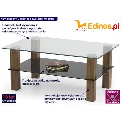 Fotografia Ława szklana Dorsata - orzech z kategorii Ławy i stoliki