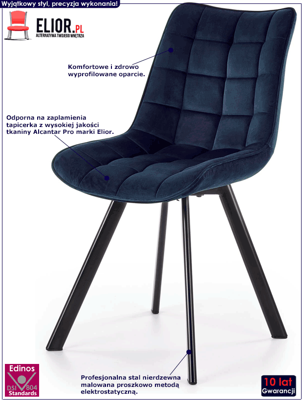 Zielone krzesło pikowane w industrialnym stylu Winston