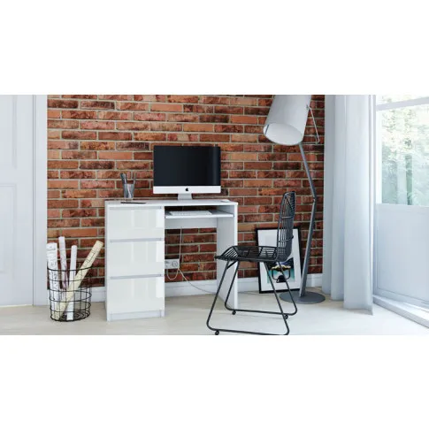 Szczegółowe zdjęcie nr 5 produktu Młodzieżowe biurko lewostronne Erza 3X - biały połysk