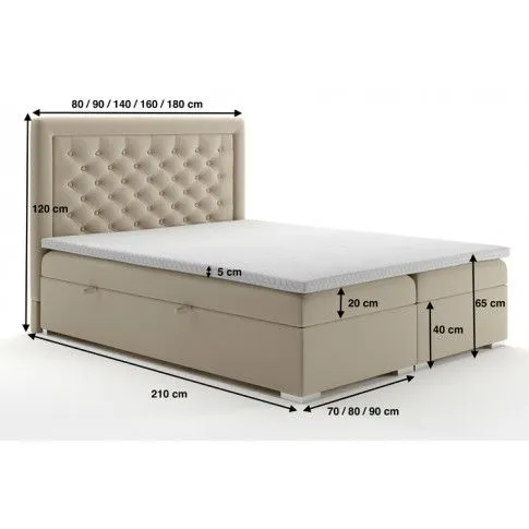 Szczegółowe zdjęcie nr 6 produktu Jednoosobowe łóżko boxspring Tomis 90x200 - 32 kolory