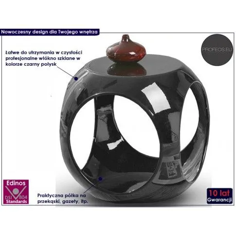 Fotografia Okrągły stolik kawowy Ayka - czarny połysk z kategorii Stoliki kawowe