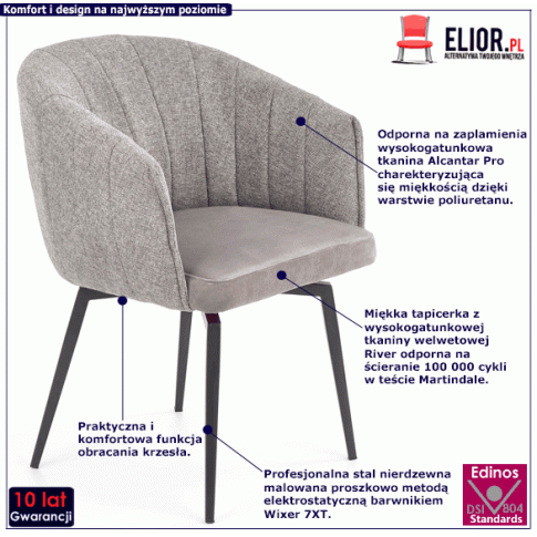 Fotografia Krzesło z funkcją obracania Iferor - popiel z kategorii Krzesła tapicerowane