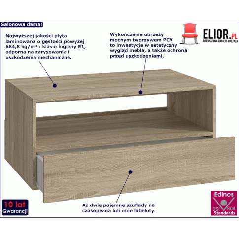 Fotografia Ława kawowa z szufladami Ralto - dąb sonoma z kategorii Stoliki kawowe