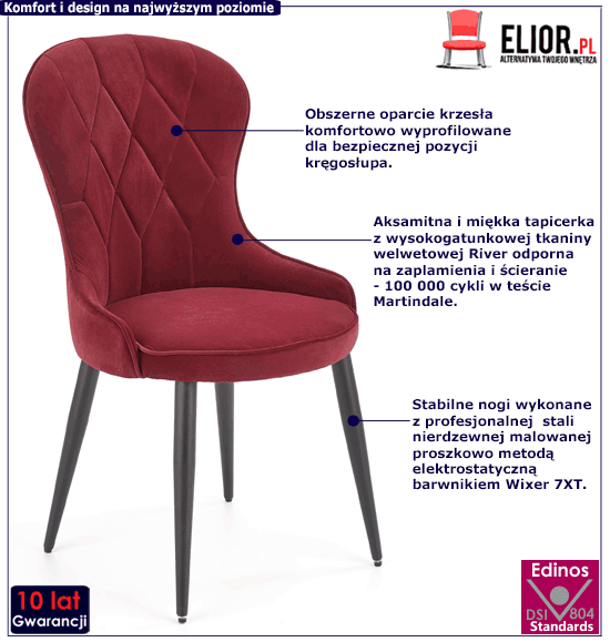 Tapicerowane krzesło Malika popiel