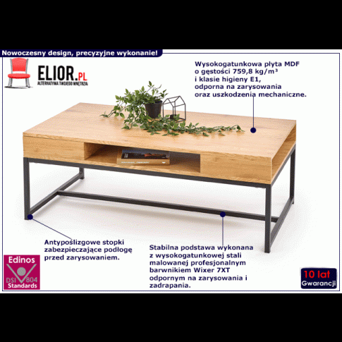 Fotografia Industrialna prostokątna ława Befo - Dąb złoty z kategorii Salon