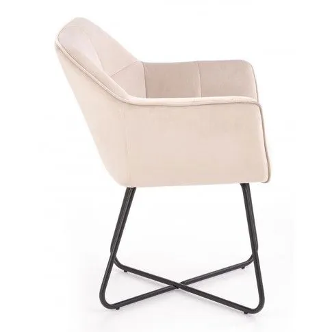 Szczegółowe zdjęcie nr 7 produktu Beżowe designerskie krzesło kubełkowe - Roxi