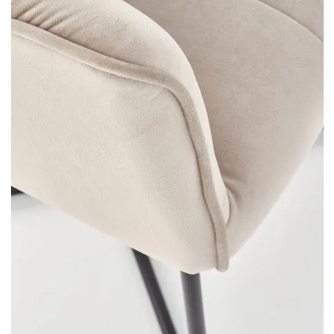 Szczegółowe zdjęcie nr 11 produktu Beżowe designerskie krzesło kubełkowe - Roxi