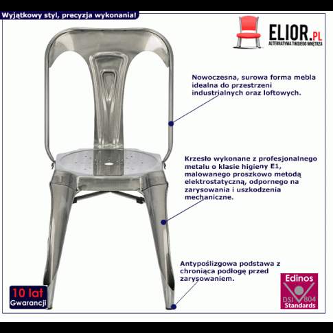 Fotografia Loftowe krzesło Noden - srebrne z kategorii Kuchnia i jadalnia