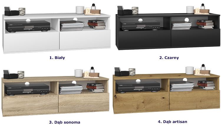 Nowoczesna szafka rtv do salonu Favero 2X - w czterech kolorach do wyboru