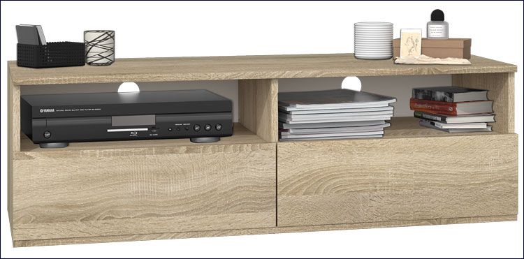 Szafka pod telewizor z szufladami Favero 2X - dąb sonoma