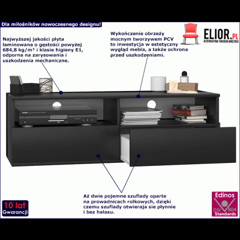 Fotografia Nowoczesna szafka rtv Favero 2X - czarna z kategorii Szafki