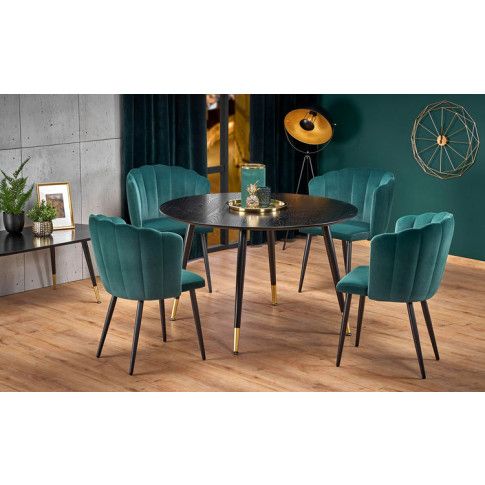 Szczegółowe zdjęcie nr 4 produktu Zielone krzesło tapicerowane muszelka - Holix 