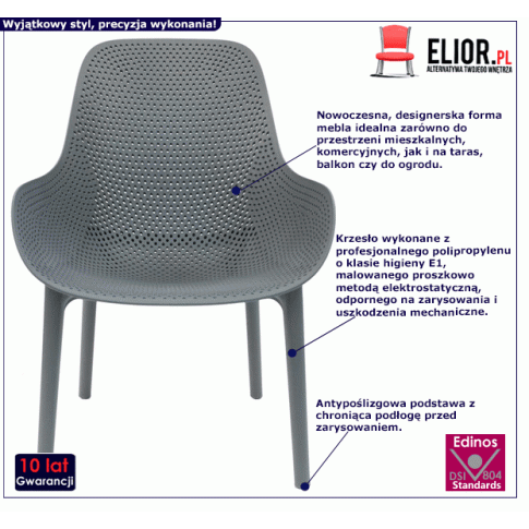 Fotografia Ażurowe krzesło Otri - szare z kategorii Krzesła