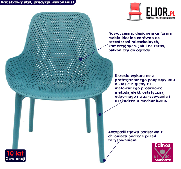 Niebieskie krzesło Vuppi - ażurowe