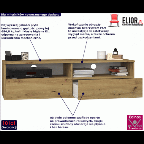 Fotografia Nowoczesna szafka rtv Favero 3X - dąb artisan z kategorii Szafki