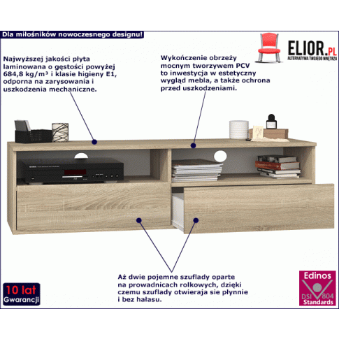 Fotografia Nowoczesna szafka rtv Favero 3X - dąb sonoma z kategorii Szafki