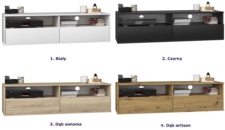 Nowoczesna szafka rtv do salonu Favero 3X - w czterech kolorach do wyboru