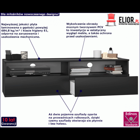 Fotografia Nowoczesna szafka rtv Favero 3X - czarna z kategorii Szafki