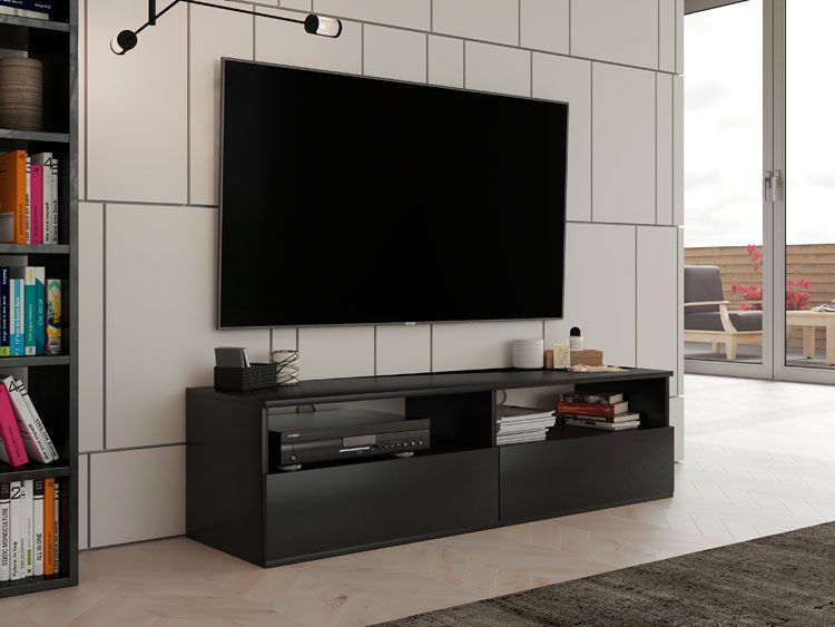 Minimalistyczny stolik rtv Favero 3X - czarny mat