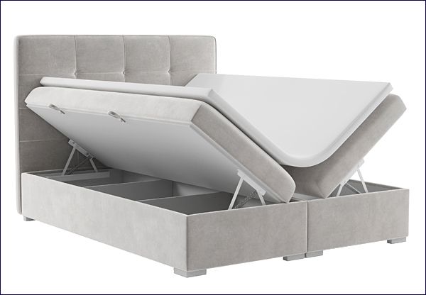 Podwójne kontynentalne łóżko z zagłówkiem i pojemnikiem 160x200 Nubis