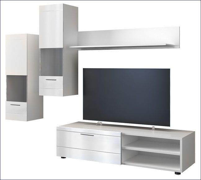 Biała meblościanka do salonu Echium