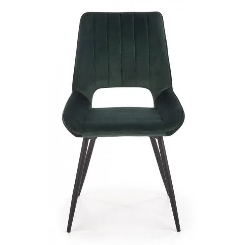 Szczegółowe zdjęcie nr 6 produktu Zielone eleganckie krzesło welurowe - Adina