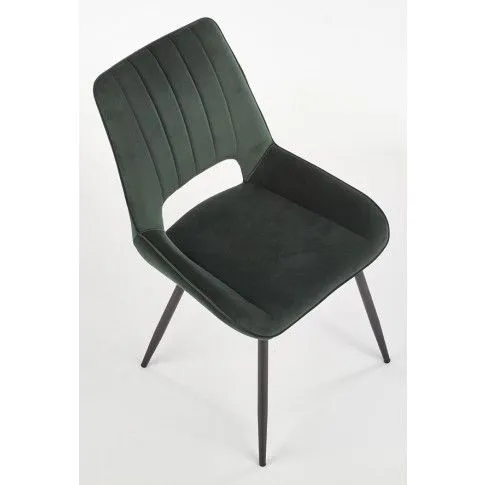 Szczegółowe zdjęcie nr 7 produktu Zielone eleganckie krzesło welurowe - Adina
