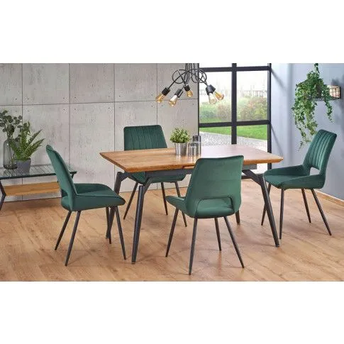 Szczegółowe zdjęcie nr 4 produktu Zielone eleganckie krzesło welurowe - Adina