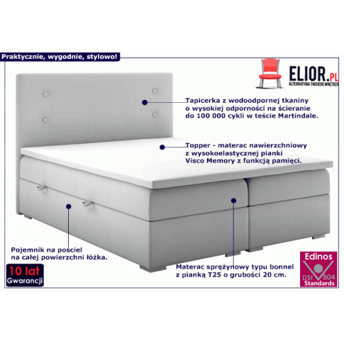 Fotografia Podwójne łóżko kontynentalne Panata 160x200 - 32 kolory z kategorii Łóżka kontynentalne