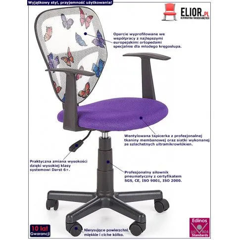 Fotografia Fotel obrotowy dla dziewczynki Wazi - fioletowy z kategorii Fotele