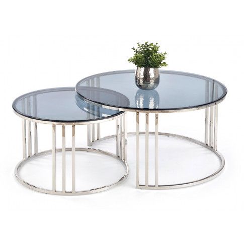 Zdjęcie produktu Zestaw okrągłych stolików kawowych Mersilo - Srebrny.