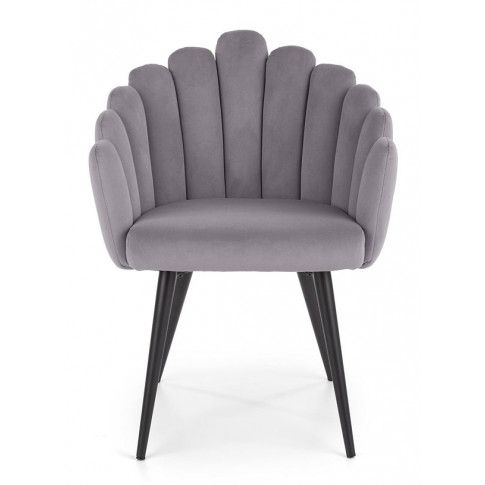 Szczegółowe zdjęcie nr 6 produktu Eleganckie tapicerowane krzesło glamour Zusi - popiel