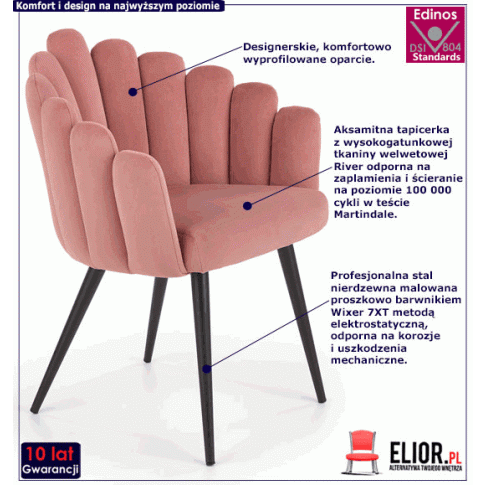 Fotografia Różowe stylowe krzesło glamour - Verma z kategorii Krzesła tapicerowane