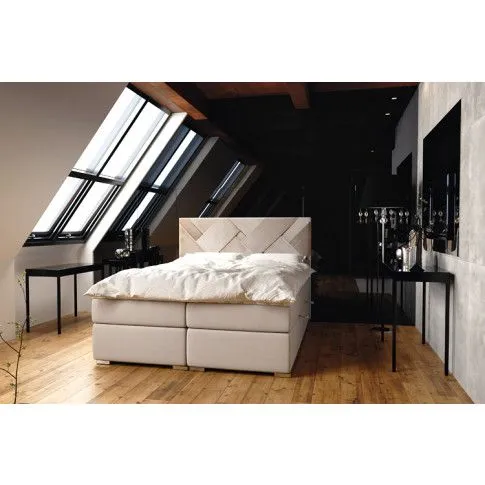 Szczegółowe zdjęcie nr 5 produktu Łóżko boxspring z zagłówkiem Murowis 140x200 - 32 kolory
