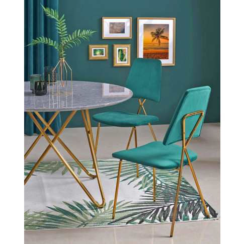 Szczegółowe zdjęcie nr 4 produktu Krzesło do salonu glamour Wako - zielony