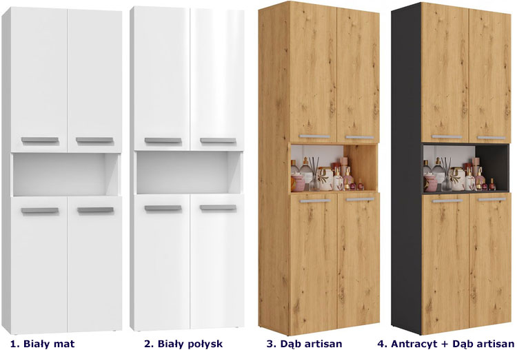 Kolory szafki łazienkowej z koszami na pranie Kemi 5X 