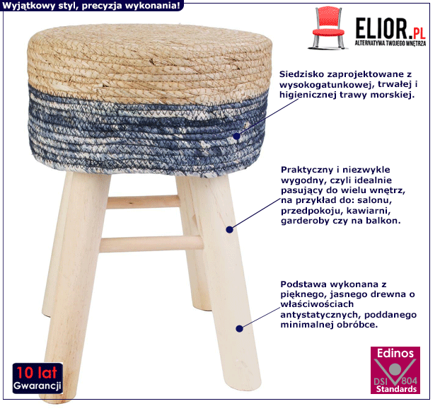 Skandynawski taboret Seleo - boho