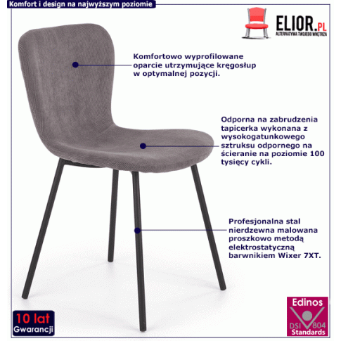 Fotografia Minimalistyczne krzesło Tedal - popiel z kategorii Krzesła