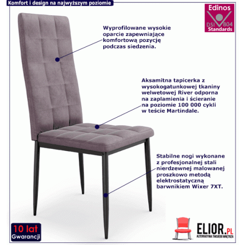 Fotografia Eleganckie krzesło Edana - popiel z kategorii Krzesła tapicerowane