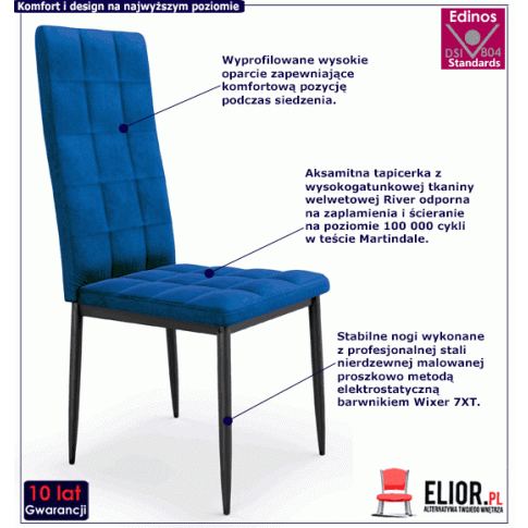 Fotografia Krzesło w stylu glamour Fox - granatowy z kategorii Krzesła tapicerowane