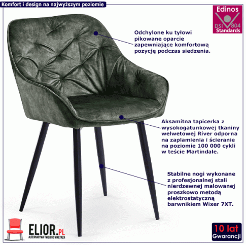 Fotografia Stylowe krzesło muszelka Higi - zielone z kategorii Krzesła