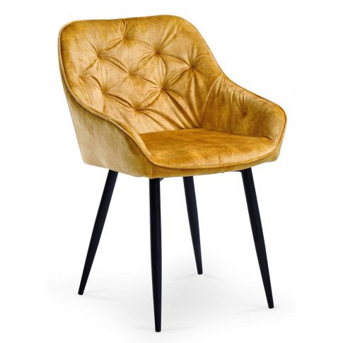 Zdjęcie produktu Pikowane krzesło typu ludwik Molvi - musztardowy.