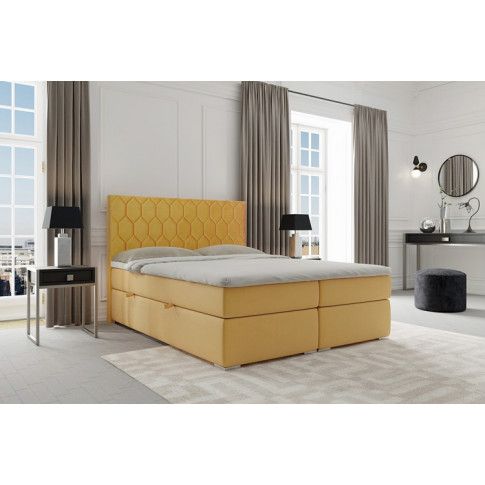 Szczegółowe zdjęcie nr 5 produktu Pojedyncze łóżko kontynentalne Kallis 90x200 - 40 kolorów