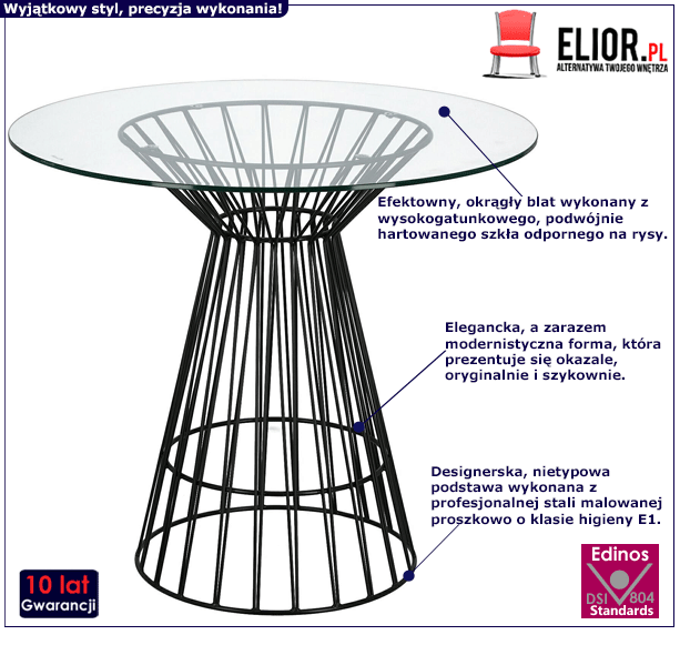 Szklany stół do salonu Sailor - czarny