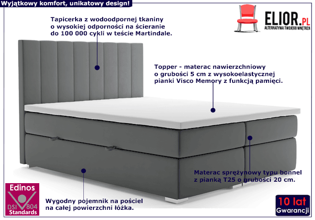 Podwójne łóżko hotelowe pikowane Kongo