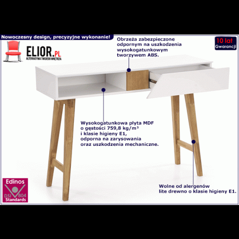 Fotografia Skandynawska biała konsola z szufladą - Xina z kategorii Przedpokój