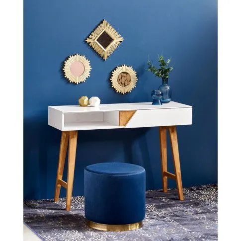 Szczegółowe zdjęcie nr 5 produktu Skandynawska biała konsola z szufladą - Xina