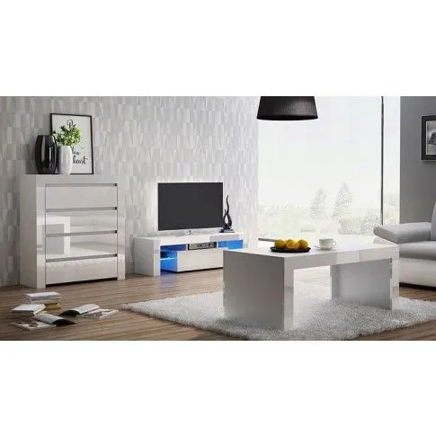 Szczegółowe zdjęcie nr 5 produktu Lakierowana szafka RTV Lafis 2X - biały połysk